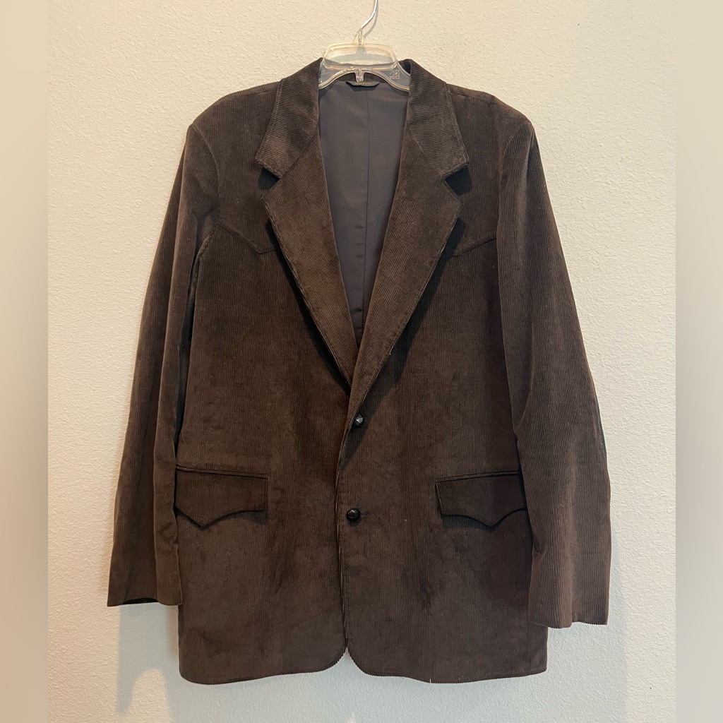 Vtg Pioneer Wear Brown Corduroy Western Sport Coat Leather Elbow Patch Men’s 50r